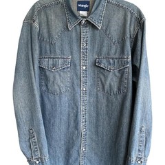 Vintage Wrangler Denim Western Snap Shirt Men’s XL Cowboy Ranch Wear