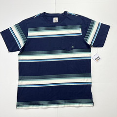 Hang Ten Striped Pocket Tshirt Blue White Short Sleeve Black Size Small NWT