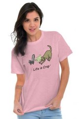 Life Is Crap Funny Dog Skunk Sprayed Smell Womens or Mens Crewneck T Shirt Tee