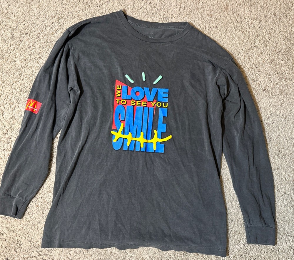 Travis Scott McDonald’s Cactus Jack Shirt “We Love to See You Smile” Size Large