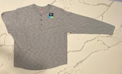 New Hanes Men’s Henley Shirt Long-Sleeve Gray, M