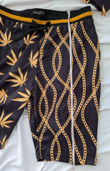 NWT Black Gold Chain Pot Weed Leaf T-Shirt & Drawstring Shorts Set Men’s Large