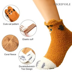 5 Pairs Cat Paw Socks Girls Women Cozy Fuzzy Feet With Heart Cute Animal