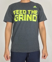 Adidas Men’s Shirt The Go To Tee Shirt Feed The Grind Grey Neon BU2903 Size XL