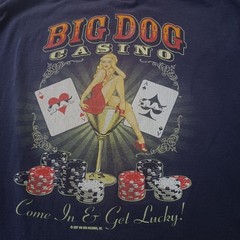 Vintage Big Dogs Casino Graphic Tee Black XL 100% Cotton 2007 Get Lucky Martini