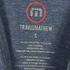 Travis Mathew Mens S Short Sleeve T Shirt Round Neck Chest Pocket Blue Stretch