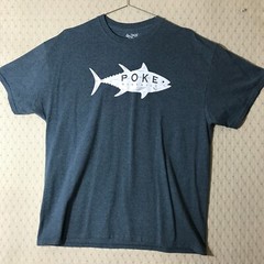 POKE District Broke Da Mouth SHIRT XL Blue Cotton Poly Hawaii Cuisine Orange CA