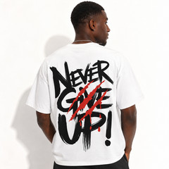 Men’s Never Give Up Graphic T-Shirt Casual Crew Neck Short Sleeve Tee