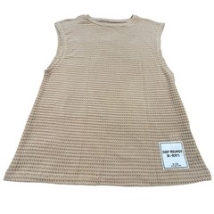 SHEIN Tank Top Men’s Size M Beige Deep Feelings Patch Waffle Knit Summer NWT