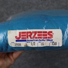 6 Vintage Jerzees Shirt Mens Large Blue Made USA NOS Blank Crewneck 390M CAB