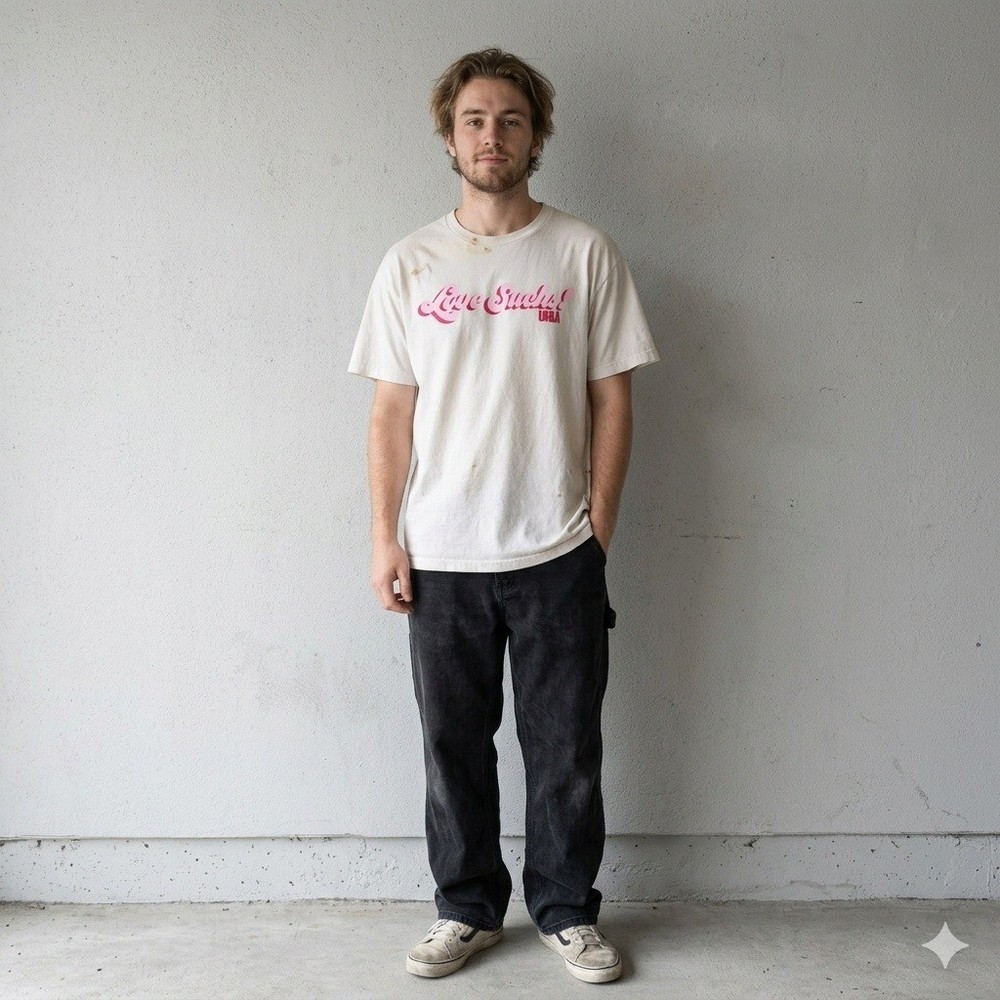 URLA T-Shirt Mens XL White Love Sucks Graphic Cherub Angel Streetwear Grunge
