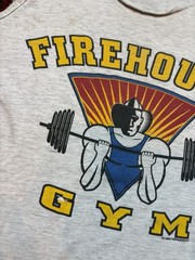 Vintage Firehouse Gym Shirt Tank Top Gray Distress Mens XL 90s Powerhouse Parody