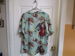 Cool Green Short Sleeve Button Shirt Praying  Angel/Cherub- M