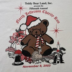 2003 North Jefferson Charity Run Teddy Bear Holiday Graphic Tee Y2K XL Alabama
