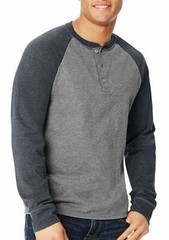 Hanes Big Men’s X-temp Long Sleeve Colorblock Raglan Henley T-shirt 2X (NEW)