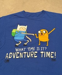 Vintage Adventure Time What Time Is It T Shirt Size M Blue Fun Retro Ships Fast