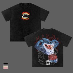 Street Shark Gym T-Shirt Vintage Workout Graphic Tee Fitness Streetwear Shirt