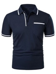 Camiseta Con Cuello Levantado Cremallera Para Hombre Camisa De Manga Corta Men