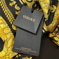 VERSACE Printed Silk Twill Shirt Men’s Size L Gold/Black