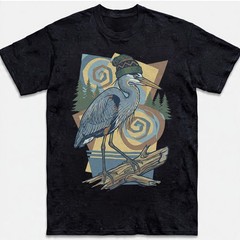 Great Blue Heron T-Shirt Beanie Hat Geometric Outdoor Nature Bird Lover Gift