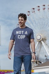 Mens Not A Cop T Shirt Funny Sarcastic Police Joke Text Graphic Novelty Tee For