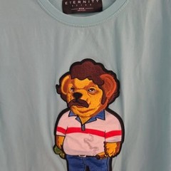 ​Eternity BC/AD El Patron Bear T-Shirt Medium Aqua Blue Embroidered Escobar…