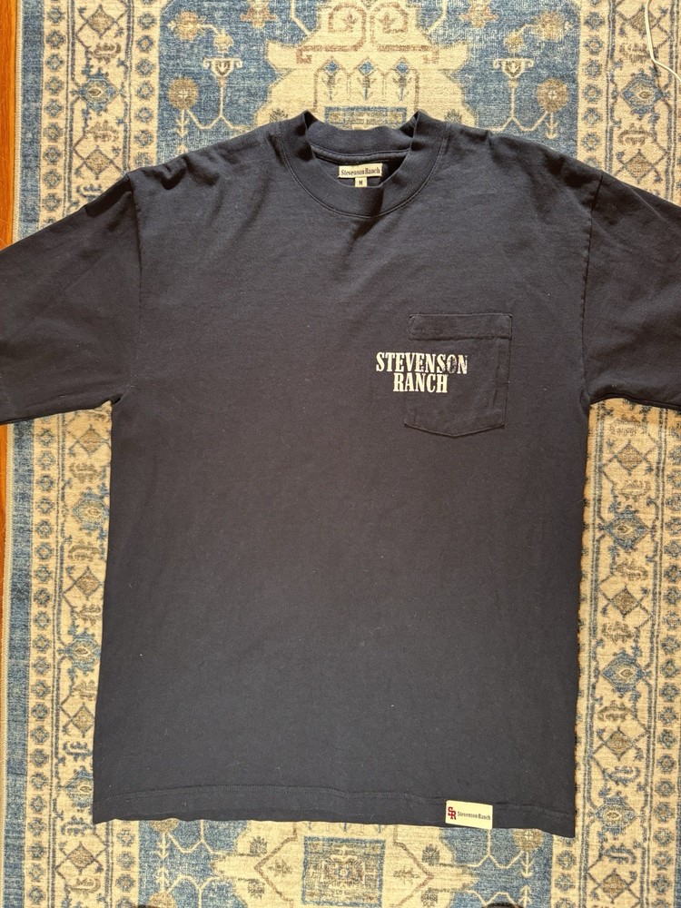Stevenson Ranch T-Shirt Mens Medium Blue S/S “Not My First Rodeo” 1 Chest Pocket