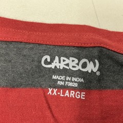 Carbon Shirt Mens 2XL Red Gray Black Stripe V Neck Short Sleeve Tagless