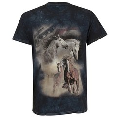 The Mountain Born Free Horses Men’s Graphic Short Sleeve T-Shirt in Navy, XL