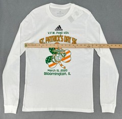Adidas St. Patrick’s Day 5K Shirt Mens Small White VFW Post 454 Bloomington Tee