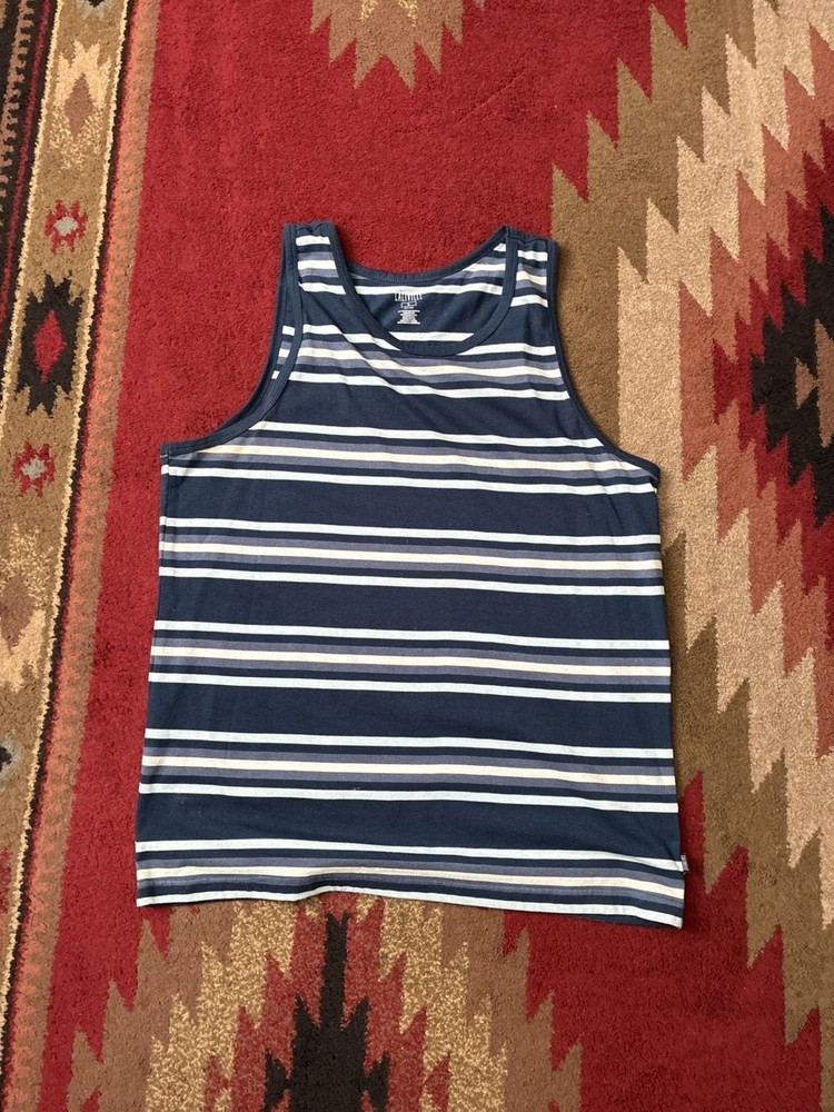 Caliville Men’s Blue Striped Cotton Blend Tank Top