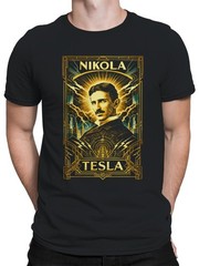 Nikola Tesla Art Deco Portrait Men’s T-shirt