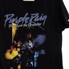 The Prince Estate Official & Approved Purple Rain Mens Black T-Shirt Cotton L