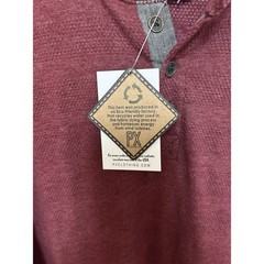 PX Clothing Mens XXL Burgundy Red Long Sleeve Henley Shirt Eco-Friendly 8PC1276M
