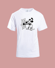 MEN WOMENS TEE TSHIRT UNISEX STAEMBOAT MOUSE OLD CARTOON MICKEY BALCK WHITE GIFT