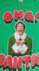 OMG! Santa! Elf Men Size L Shirt Christmas Holiday Green Short Sleeve Cotton