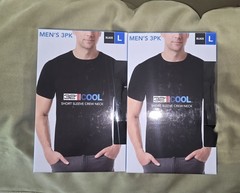 2/3 Packs 32 Degrees Men’s Cool Tee Short Sleeve Crew Neck Black Size Large NEW
