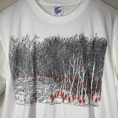 Vintage A Day In The Wilderness Shirt Mens Large Hunting B Johnson Art USA 90s