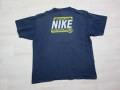 VTG 90s Nike T-Shirt Mens (L/XL) Athletics 71′ Spellout Logo Distressed Y2K Blue