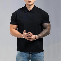 2025 Summer Simple Solid-color Chinese Polo Henry Collar Sporty Casual Breathabl