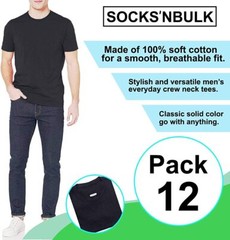 SOCKS’NBULK 24 Pack Mens Cotton Crew Neck Short Sleeve T-Shirts Mix Colors Bulk