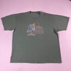 Vtg Y2K Kelloggs Froot Loops Snack Tee XL Green Toucan Sam Bird Mascot Cereal US