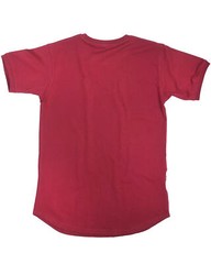 Mens Cotton Crew Neck Athletic Short Sleeve Curved Hem Plain Maroon T-Shirt