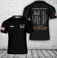 Custom Name US Army Combat Engineer 3D T-Shirt