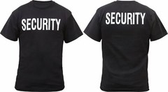 Security Double Sided T-Shirt Black & White Official Issue Officer Bouncer Event