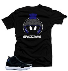 Shirt to match Jordan retro 11 Space Jam Sneakers “Marvin XI” Black Tee