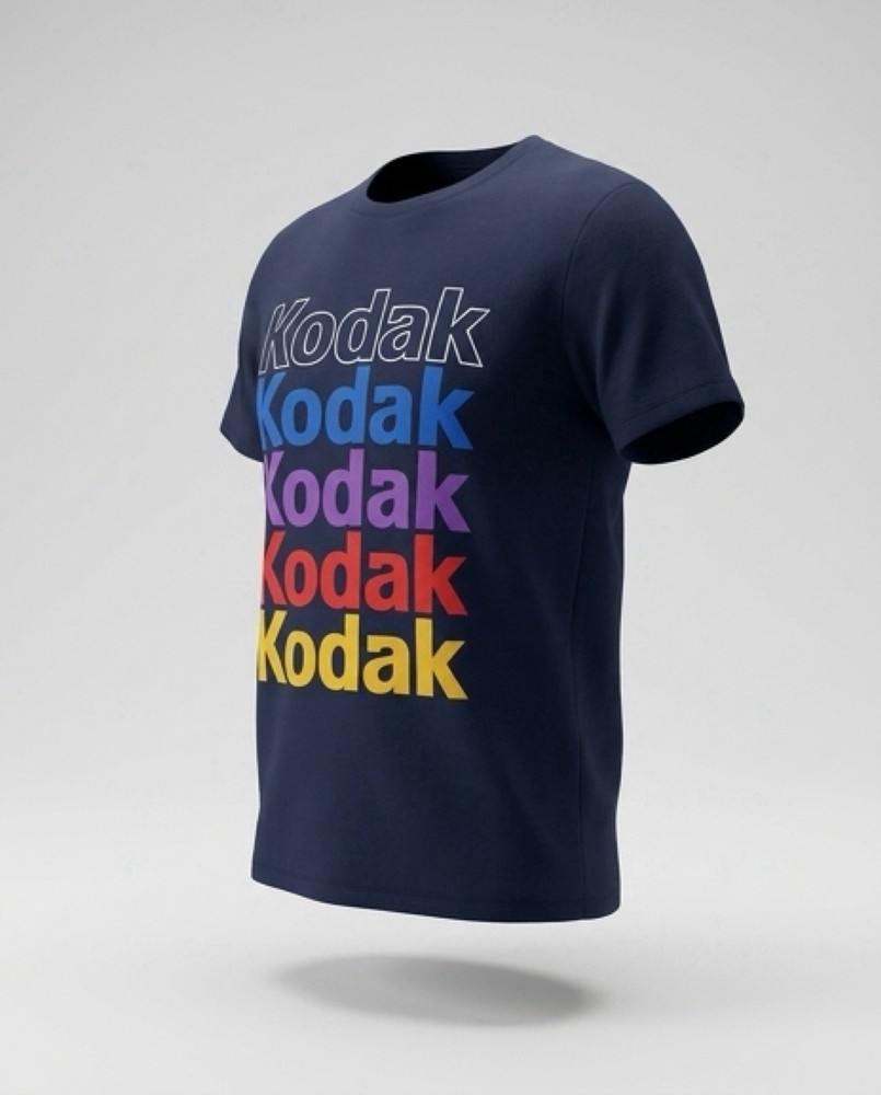 Kodak Shirt Mens M Black Short Sleeve Rainbow Logo Stacked Graphic
