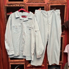 Vintage Veezo Streetwear Hip Hop Y2K Baby Blue Baggy Shirt & Pants Outfit SZ XL