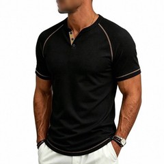 Men’s T Shirt for Henry Collar Short Sleeve Summer Breathable Casual Wear