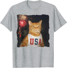 July 4th Patriotic Funny Cat Smoking Cigarette 250 Years Cute Lover T-Shirt